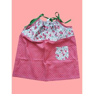 Girl's Vintage 70's Red Polkadot Floral Dress